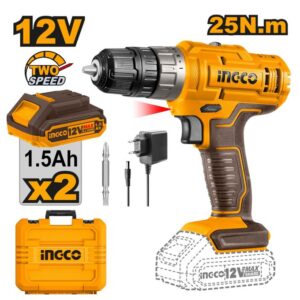 Ingco Cordless Hammer Impact Drill 12V With Two Batteries